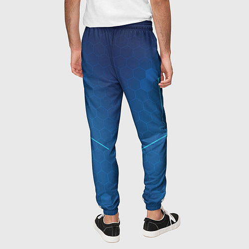Мужские брюки PUBG: Blue Hexagons / 3D-принт – фото 4