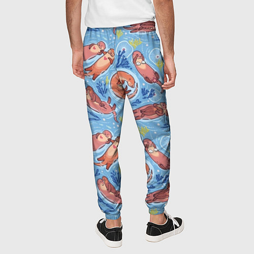 Мужские брюки Весёлые дружные выдры / 3D-принт – фото 4