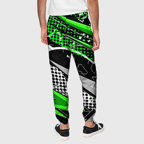 Мужские брюки Black and green corners / 3D-принт – фото 4