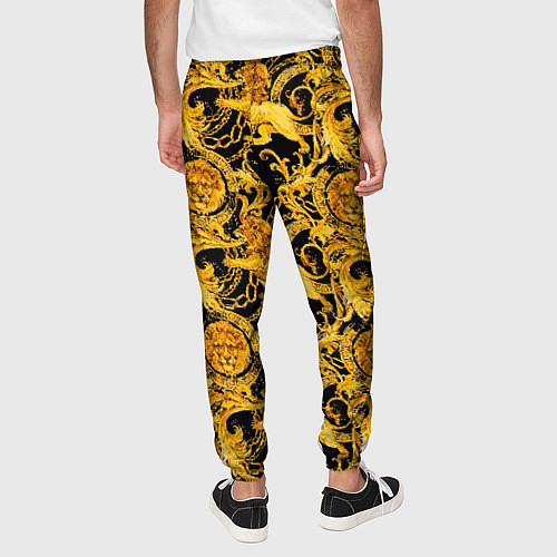 Мужские брюки Львы золотые узоры / 3D-принт – фото 4