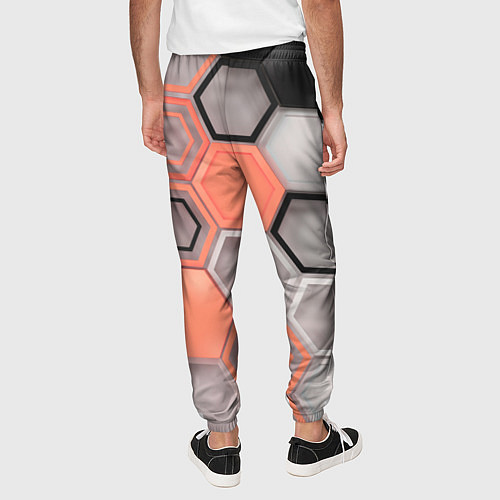 Мужские брюки Объемные соты абстрактные / 3D-принт – фото 4