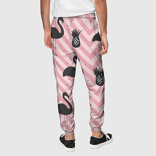 Мужские брюки Черный фламинго арт / 3D-принт – фото 4
