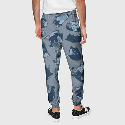 Мужские брюки Камуфляж с котиками серо-голубой / 3D-принт – фото 4