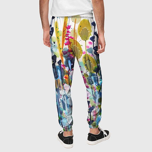 Мужские брюки Watercolor Flowers / 3D-принт – фото 4