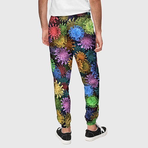 Мужские брюки Разноцветные вирусы / 3D-принт – фото 4