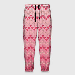 Брюки на резинке мужские Узор милые сердца зигзагами, цвет: 3D-принт