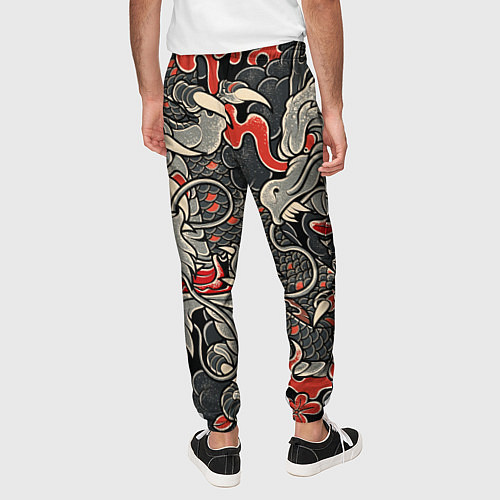 Мужские брюки Самурай Якудза, драконы / 3D-принт – фото 4