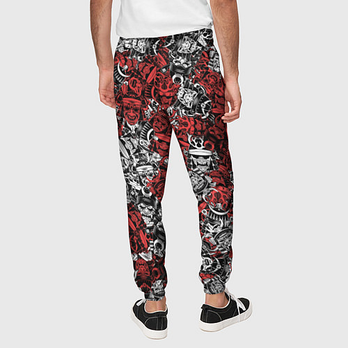 Мужские брюки Красные и Белые самураи / 3D-принт – фото 4