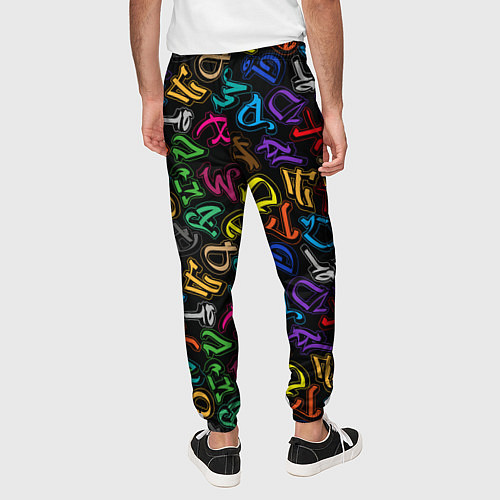 Мужские брюки Граффити алфавита / 3D-принт – фото 4