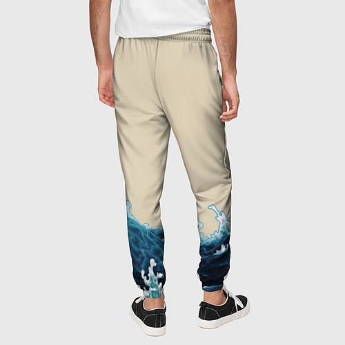Мужские брюки Японский Стиль Волны и Солнце / 3D-принт – фото 4