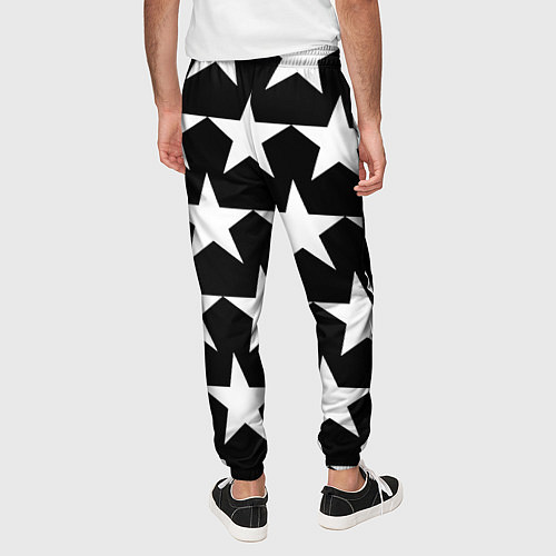 Мужские брюки Белые звёзды на чёрном фоне 2 / 3D-принт – фото 4