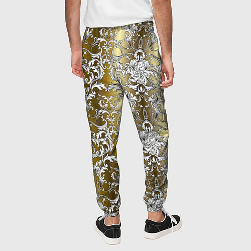 Мужские брюки Versace gold & white / 3D-принт – фото 4