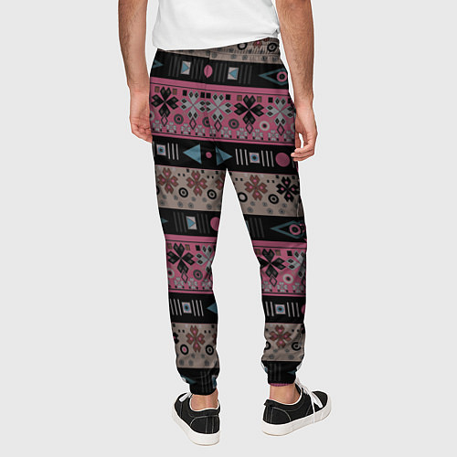Мужские брюки Этнический полосатый орнамент / 3D-принт – фото 4