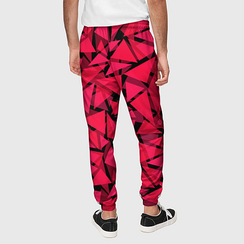 Мужские брюки Красно-черный полигональный / 3D-принт – фото 4
