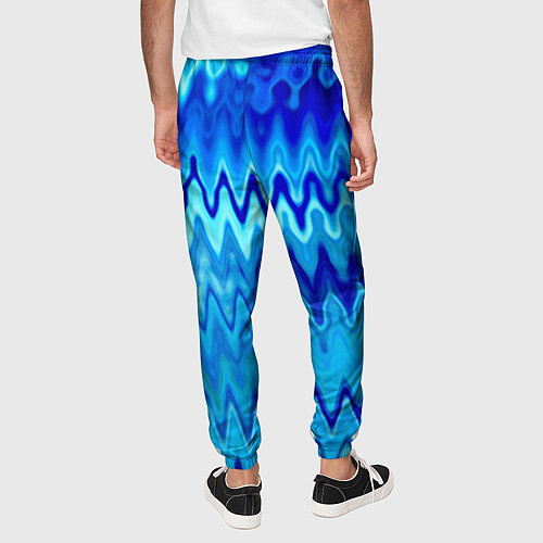 Мужские брюки Синий-голубой абстрактный узор / 3D-принт – фото 4