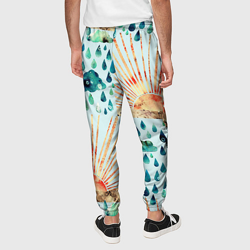 Мужские брюки Осенний паттерн: Дождь и солнце / 3D-принт – фото 4