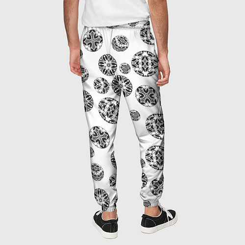Мужские брюки Черно-белый геометрический узор / 3D-принт – фото 4