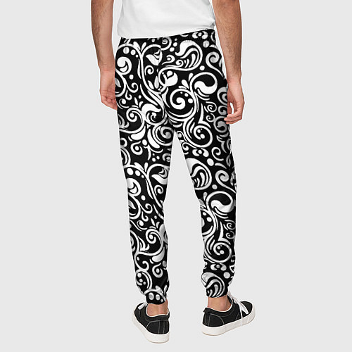 Мужские брюки Черно-белая роспись / 3D-принт – фото 4