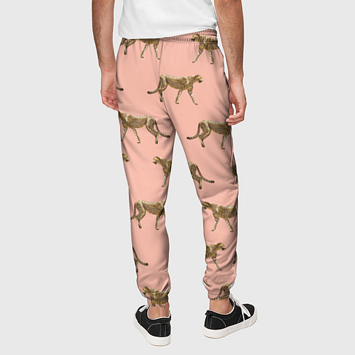 Мужские брюки Гепарды на розовом / 3D-принт – фото 4