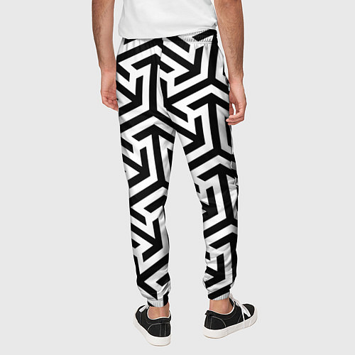 Мужские брюки Геометрия Фигур черно - белая / 3D-принт – фото 4