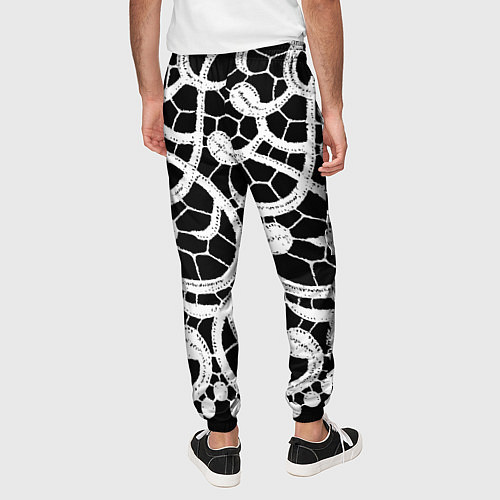 Мужские брюки Черно-белое кружево / 3D-принт – фото 4