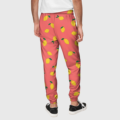 Мужские брюки Лимоны на кораловом / 3D-принт – фото 4