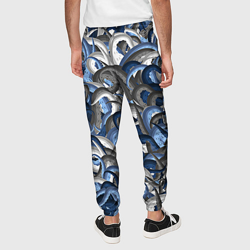 Мужские брюки Синий камуфляж с щупальцами / 3D-принт – фото 4