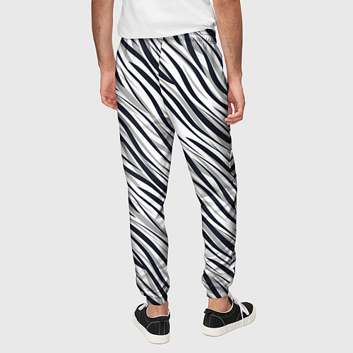 Мужские брюки Черно-белый полосатый тигровый / 3D-принт – фото 4