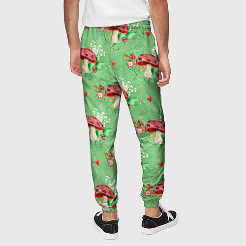Мужские брюки Грибы Мухоморы паттерн / 3D-принт – фото 4