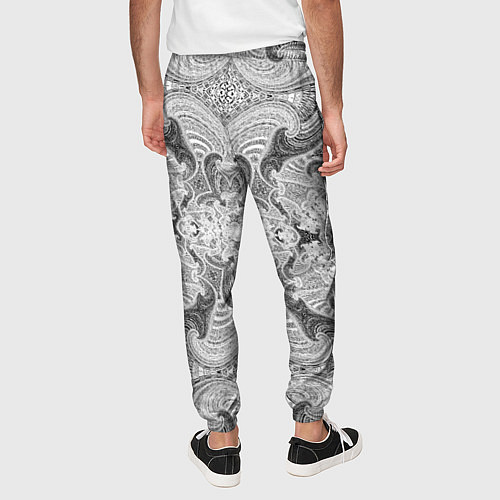 Мужские брюки Черно-белый абстрактный узор / 3D-принт – фото 4