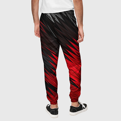 Мужские брюки ЧЁРНО КРАСНЫЕ КРАСКИ RED BLACK STRIPES / 3D-принт – фото 4