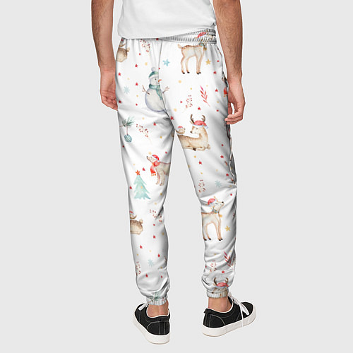 Мужские брюки Паттерн с оленями и медведями / 3D-принт – фото 4