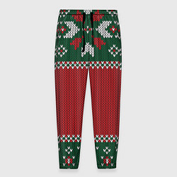 Брюки на резинке мужские Knitted Christmas Pattern, цвет: 3D-принт
