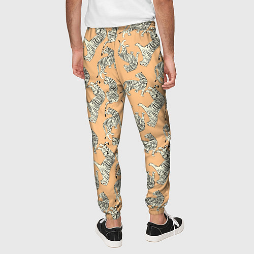 Мужские брюки Тигры на оранжевом паттерн / 3D-принт – фото 4