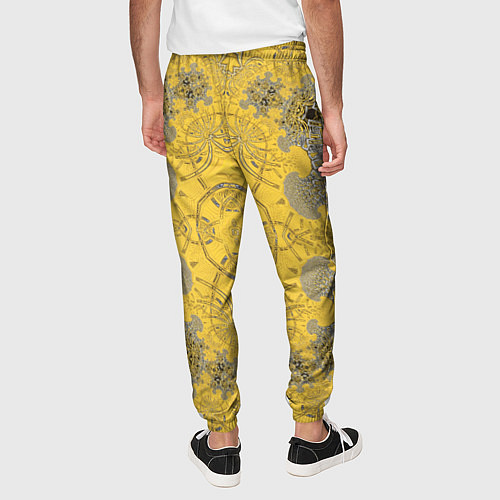 Мужские брюки Коллекция Фрактальная мозаика Желтый на черном 573 / 3D-принт – фото 4