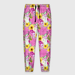 Мужские брюки Полевые фиолетовые и желтые цветочки