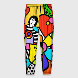 Брюки на резинке мужские Romero Britto - valentines day, цвет: 3D-принт