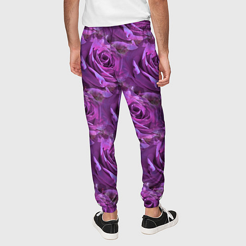 Мужские брюки Фиолетовые цветы паттерн / 3D-принт – фото 4