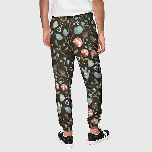 Мужские брюки Цветы и ягоды паттерн / 3D-принт – фото 4