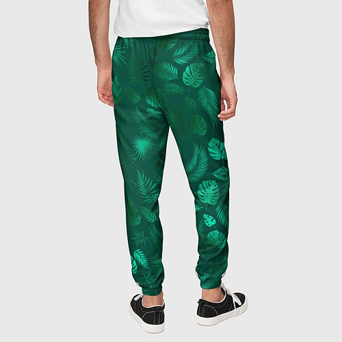 Мужские брюки Яркие зеленые листья / 3D-принт – фото 4