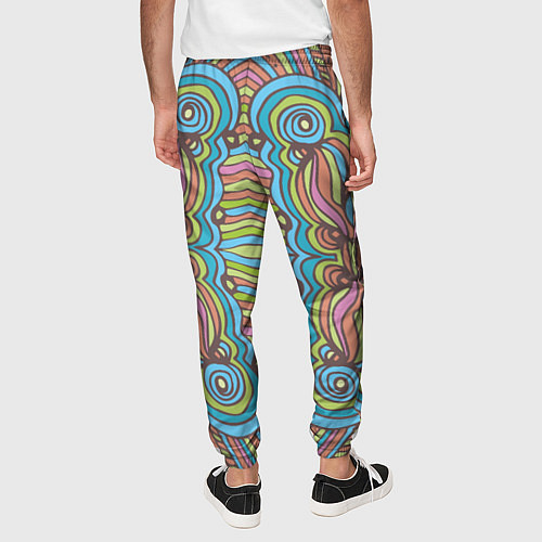 Мужские брюки Абстрактный разноцветный узор Линии, волны, полосы / 3D-принт – фото 4