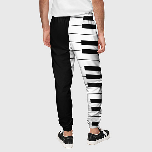 Мужские брюки Черно-Белое Пианино Piano / 3D-принт – фото 4