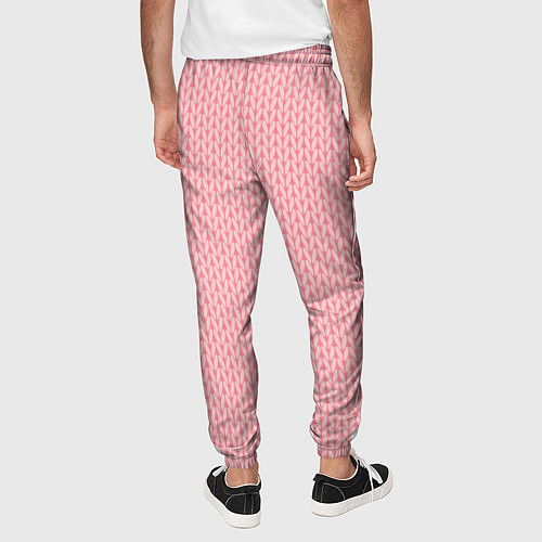 Мужские брюки Вязаный простой узор косичка Три оттенка розового / 3D-принт – фото 4