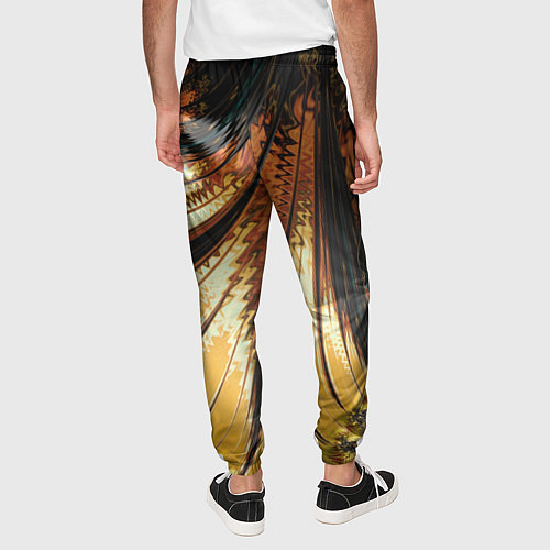Мужские брюки Черный с золотым фрактал Абстракция / 3D-принт – фото 4
