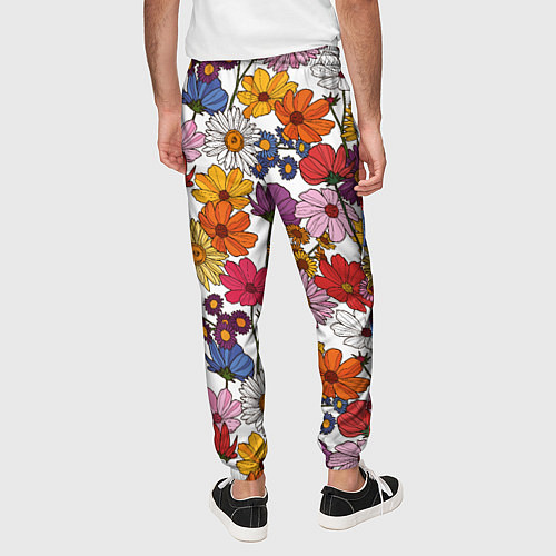 Мужские брюки Полевые Цветы на белом фоне / 3D-принт – фото 4