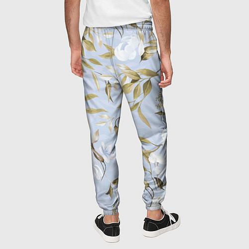 Мужские брюки Цветы Золотые Листья / 3D-принт – фото 4