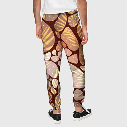 Мужские брюки Коричнево-бежевые пастельные камушки с яркими паль / 3D-принт – фото 4