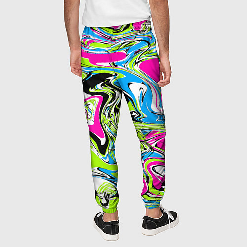 Мужские брюки Абстрактные мраморные разводы в ярких цветах Поп а / 3D-принт – фото 4