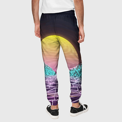 Мужские брюки Vaporwave Закат солнца в горах Neon / 3D-принт – фото 4