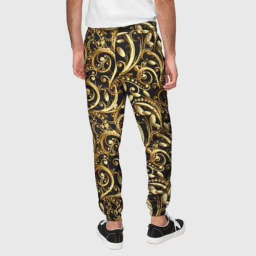 Мужские брюки Золотистые узоры / 3D-принт – фото 4